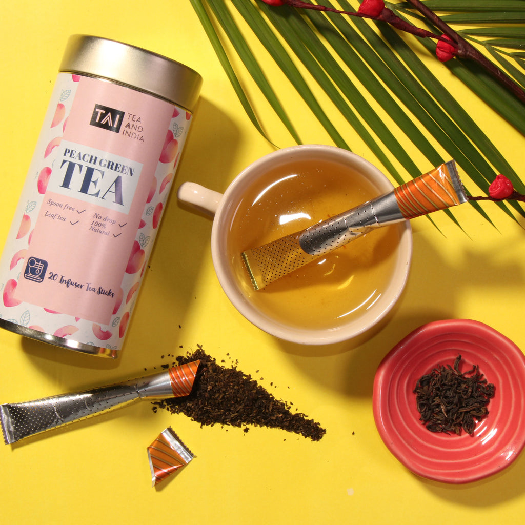 peach green tea / teaandindia / tea and india / tea sticks