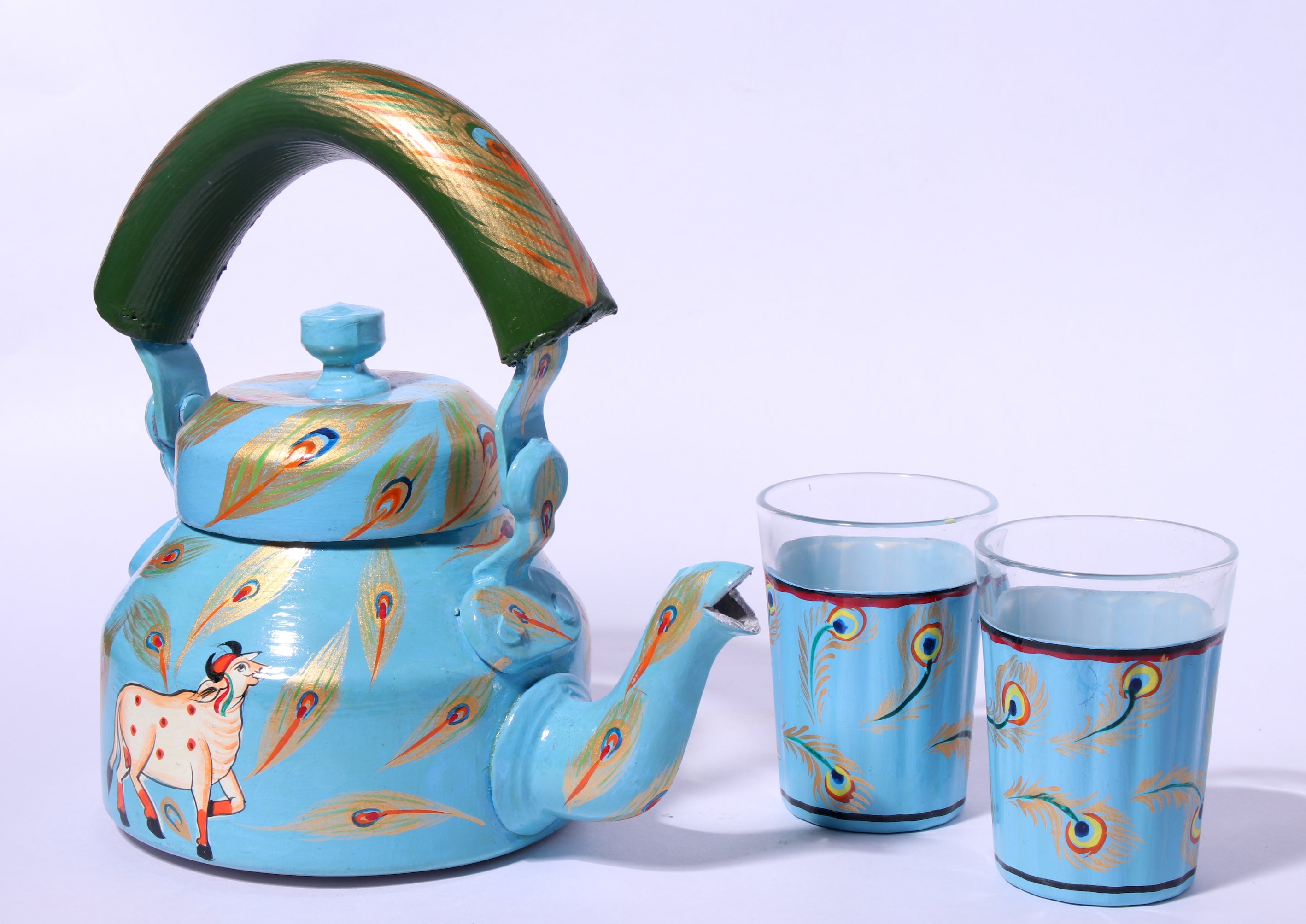 Sky-blue cow kettle – TEA AND INDIA