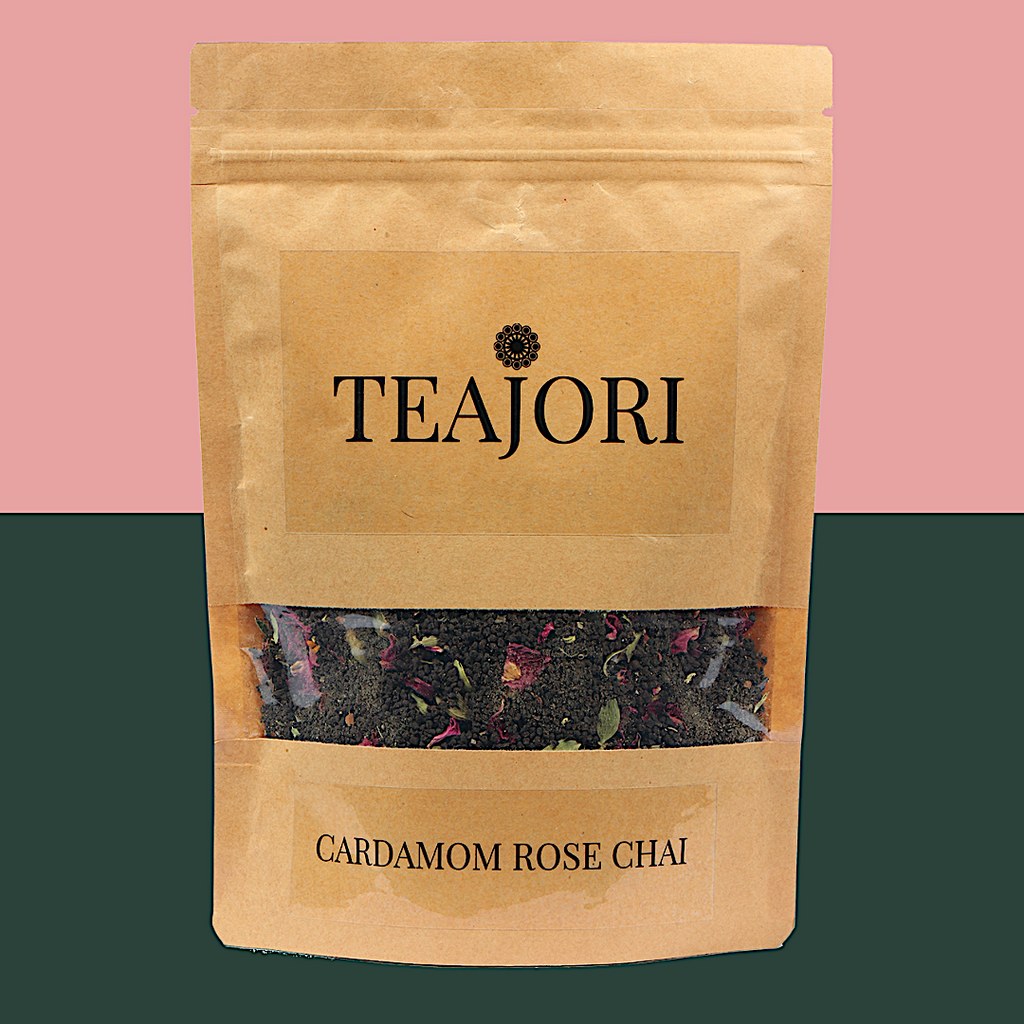cardamom rose chai / masala chai / teajori / tea jori / tea and india / teaandindia /  rose chai / chai / milk tea /  elaichi tea 
