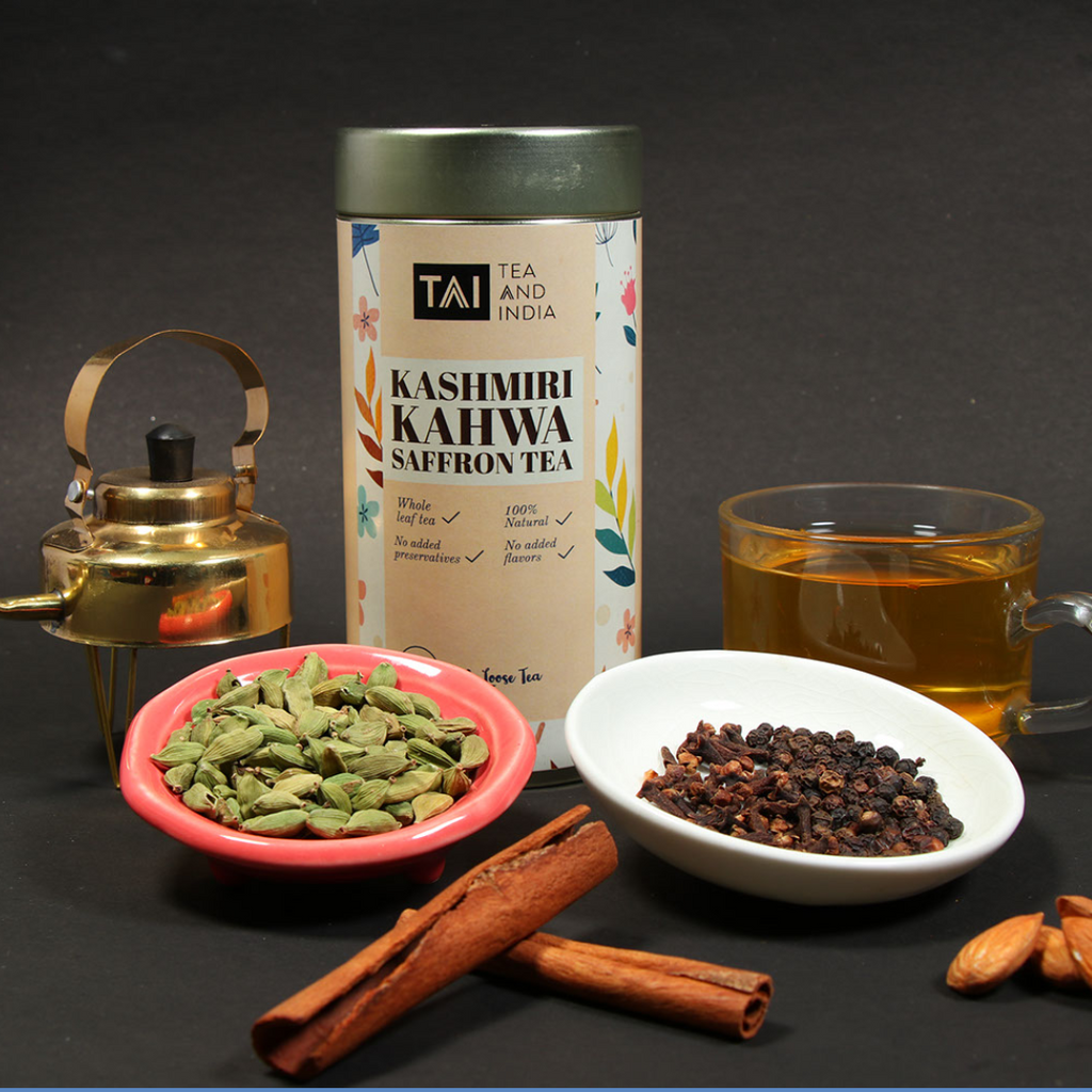 kashmiri kahwa / green tea / teaandindia / tea and india / herbal tea / best green tea / kashmiri kahwa saffron tea / best green tea